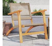 ShGaxin 365869 Lot de 2 chaises de jardin en bois d'acacia et rotin synthétique beige