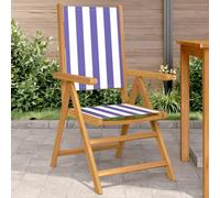 ShGaxin 367662 Lot de 2 chaises de jardin en bois massif d'acacia et tissu bleu blanc