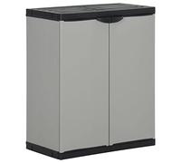 ShGaxin Armoire à déchets de jardin, armoire extérieure, armoire de rangement, meuble de jardin extérieur, armoire de salle de bain, petite armoire, PP gris et noir, 68 x 40 x 85 cm
