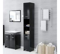 ShGaxin Armoire de salle de bain en contreplaqué noir brillant 30 x 30 x 183,5 cm, meubles de salle de bain, meubles d'armoire, meuble de salle de bains auxiliaire, petite armoire - 802598