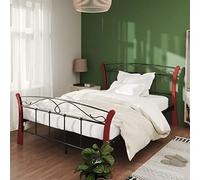 ShGaxin Cadre de lit Noir Métal 120x200 cm,Lit 2 Personnes avec Sommier,Lit Fer Forgé,Lit À Cadre