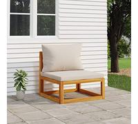 ShGaxin Canapé central de jardin en bois massif d'acacia avec coussins gris clair, canapé pour patio, jardin, terrasse, meubles de jardin extérieur