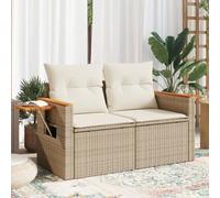 ShGaxin Canapé de jardin avec coussins 2 places en rotin synthétique beige, canapé de jardin, terrasse, meubles de jardin extérieur - 366083