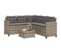 ShGaxin Canapé de jardin en forme de L avec table et coussins en rotin PE gris - 369041