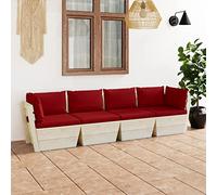 ShGaxin Canapé en palettes de jardin 4 places avec coussins, canapés extérieurs de jardin, meubles terrasse et fauteuils de jardin, bois d'épicéa
