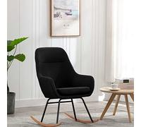ShGaxin Chaise à bascule, fauteuils pour le salon, chaise d'allaitement, de loisirs, fauteuil de relaxation, fauteuil d'allaitement, chaises à bascule confortables, en tissu noir