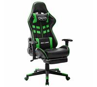 ShGaxin Chaise de jeu avec repose-pieds, chaise de bureau, chaise de jeu, fauteuil de bureau, fauteuil pivotant, en cuir synthétique noir et vert