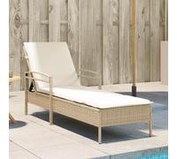 ShGaxin Chaise longue avec coussin en rotin synthétique beige 63 x 200 x 81 cm, chaises longues de jardin extérieur, chaise longue piscine, Sun Lounger, chaises longues de jardin, chaise longue de