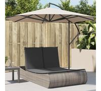 ShGaxin Chaise longue double avec coussins en rotin synthétique gris, chaises longues de jardin extérieur, chaise longue piscine, Sun Lounger, chaises longues de jardin, chaise longue de plage