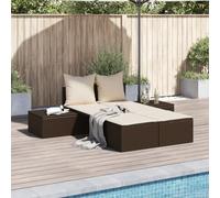 ShGaxin Chaise longue double avec coussins en rotin synthétique marron, chaises longues de jardin extérieur, chaise longue piscine, Sun Lounger, chaises longues de jardin, chaise longue de plage