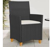 ShGaxin Chaises de jardin avec coussin 2 unités rotin PE noir et bois d'acacia, chaises de jardin, chaises terrasse extérieure, chaises terrasse - 368717