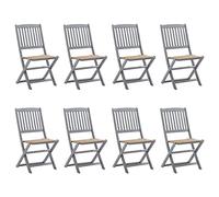 ShGaxin Chaises de jardin pliantes 8 unités et coussins, chaise d'extérieur, chaise de plage, meuble de jardin, chaises terrasse, chaises terrasse extérieure, bois massif acacia