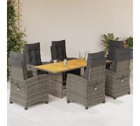 ShGaxin Ensemble à Manger de Jardin et Coussins 7 pcs Gris rotin,Ensemble De Salle À Manger,Salle À Manger Extérieur,Salons De Jardin