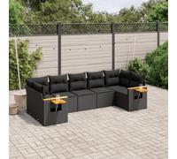 ShGaxin Ensemble de 7 fauteuils de jardin avec coussins - En rotin noir - 3227105