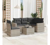 ShGaxin Ensemble de canapé de jardin 6 pièces avec coussins gris clair, polyrotin, ensemble de canapés de jardin, ensemble de conversation pour patio, ensemble de meubles d'extérieur, canapés pour