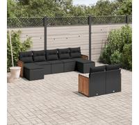 ShGaxin Ensemble de canapés de jardin 9 pièces avec coussins noir en polyrotin, ensemble de conversation pour patio, ensemble de meubles de jardin, ensemble de canapés de jardin - 3228078