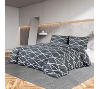 ShGaxin Ensemble de Housse de Couette Gris 240x220 cm Coton,Parure De Lit Adulte 2 Personnes,Drap De Lit