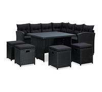 ShGaxin Ensemble de meubles de jardin 6 pièces, meubles de jardin extérieur, ensemble de jardin extérieur, ensemble terrasse moderne et coussins en rotin synthétique noir