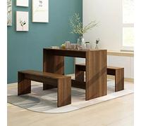 ShGaxin Ensemble de Salle à Manger 3 pcs Chêne Marron Aggloméré,Table Chaise Jardin Pas Cher,Salon De Balcon,Table Pliante Exterieur660
