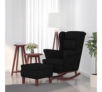 ShGaxin Fauteuil à bascule pieds en bois et repose-pieds noir en velours, fauteuil relaxant, fauteuil pour salon, chaise de chambre à coucher-3121236