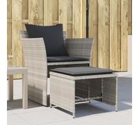 ShGaxin Fauteuil de jardin avec repose-pieds en rotin synthétique gris clair, chaises terrasse extérieure, chaises balcon, chaises de jardin extérieur, chaise terrasse - 368621