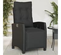 ShGaxin Fauteuil inclinable de jardin avec repose-pieds en rotin PE noir, chaises terrasses extérieures, meubles de jardin extérieur - 365233