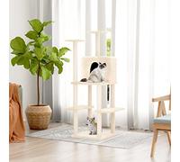 ShGaxin Griffoir pour chats avec poteaux en sisal, arbre griffoir pour chats, accessoires, tour de chat, maison pour chats, couleur crème, 144,5 cm