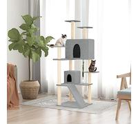 ShGaxin Griffoir pour chats avec poteaux en sisal, arbre griffoir pour chats, accessoires, tour de chat, maison pour chats, gris clair, 153 cm