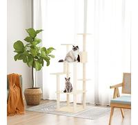 ShGaxin Griffoir pour chats avec poteaux en sisal, griffoir pour chat, arbre griffoir pour chats, accessoires, tour pour chats, maison pour chats, maison pour chats, démarreur pour chats, crème 153 cm