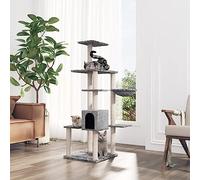 ShGaxin Griffoir pour chats avec poteaux en sisal, griffoir pour chat, arbre griffoir pour chats, accessoires, tour chats, démarreur pour chats, maison pour chats, gris clair, 142 cm