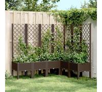 ShGaxin Jardinière avec treillis PP marron 160 x 120 x 142 cm, potager urbain terrasse, jardinières extérieures, jardinières, table de culture, potager à la maison - 367940