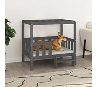 ShGaxin Lit pour chien en bois massif de pin gris 95,5 x 73,5 x 90 cm, matelas pour chien, lit pour chien et chat