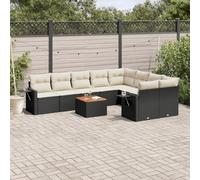 ShGaxin Lot de 10 canapés de jardin, avec coussins en polyrotin noir, ensemble de canapés de jardin, canapés d'extérieur, canapés de jardin, ensemble de meubles de jardin, 3257050