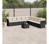 ShGaxin Lot de 10 canapés de jardin avec coussins en rotin noir, ensemble de meubles de jardin, ensemble de canapé de jardin extérieur, ensemble salon d'extérieur, 3217786