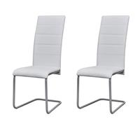ShGaxin Lot de 2 chaises cantilever - Chaises de salle à manger, chaises de salle à manger, chaises de salle à manger, chaises de cuisine, en cuir synthétique blanc