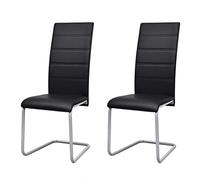 ShGaxin Lot de 2 chaises cantilever de salle à manger en cuir synthétique noir, chaises de cuisine, chaises nordiques, chaises de salon, meubles de salon - 242289