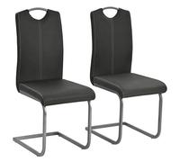 ShGaxin Lot de 2 chaises cantilever de salle à manger, meubles de cuisine, meubles de salle à manger, meubles de cuisine, meubles de salle à manger, meubles de salle à manger, similicuir gris