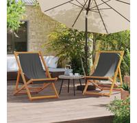 ShGaxin Lot de 2 chaises de plage pliantes en tissu gris, chaises de jardin, terrasses extérieures, chaises terrasse - 3214493
