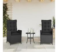 ShGaxin Lot de 2 fauteuils inclinables de jardin en rotin synthétique noir, chaises terrasse extérieure, chaises de balcon, chaises de jardin extérieur, chaise terrasse - 365265