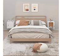 ShGaxin Lot de 2 tables de chevet murales pour chambre, chambre, table de chevet, meubles auxiliaires, blanc brillant, 50 x 30 x 47 cm