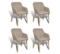 ShGaxin Lot de 4 chaises de salle à manger en tissu beige et chêne massif, chaises de cuisine, chaises nordiques, chaises de salon, meubles de salon - 270570