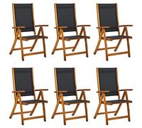 ShGaxin Lot de 6 chaises de jardin pliables en bois d'acacia et textilène