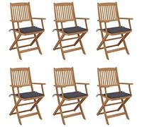 ShGaxin Lot de 6 chaises de jardin pliables en bois massif d'acacia