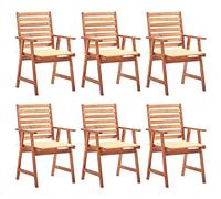 ShGaxin Lot de 6 chaises de salle à manger de jardin et coussins en bois massif d'acacia