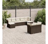 ShGaxin Lot de 9 canapés de jardin avec coussins marron en polyrotin, ensemble de conversation pour patio, ensemble de meubles de jardin, ensemble de canapés de jardin - 3250152