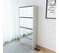 ShGaxin Meuble à Chaussures 4 étagères et Miroir 63x17x134 cm Blanc,Meuble Chaussure,Rangement Chaussure,Etagere Chaussure403
