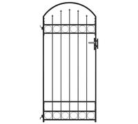 ShGaxin Porte de jardin avec arche en acier noir 89 x 200 cm, portes de jardin, portes extérieures, clôture de jardin, grilles pour portes d'entrée