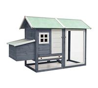 ShGaxin Poulailler d'extérieur en bois massif de pin et d'épicéa, gris, 170 x 81 x 110 cm