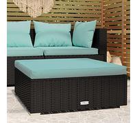 ShGaxin Repose-pieds de jardin avec coussin, tabouret de terrasse, tabouret de jardin, repose-pieds canapé, tabourets bas, tabouret repose-pieds, rotin synthétique, gris, 70 x 70 x 30 cm
