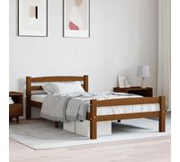 ShGaxin Structure de lit, sommier, base de lit, cadre de lit, lit meuble, lits juvéniles, lit complet, bois massif pin marron miel 90 x 200 cm